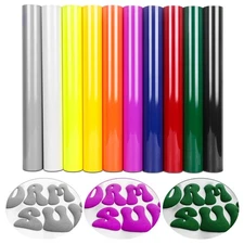 3D Puff HTV Heat Transfer Vinyl 12" x 10" 10 Sheet Pack - Assorted Colors, Ir...