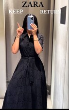 ZARA WOMAN ZW COLLECTION EMBROIDERED SHIRT DRESS BLACK | 4786/137 SIZE S