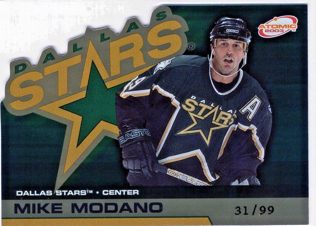 MIKE MODANO - 2002/03 PACIFIC ATOMIC DIE CUT DALLAS STARS CARD #33 - #31/99 SP