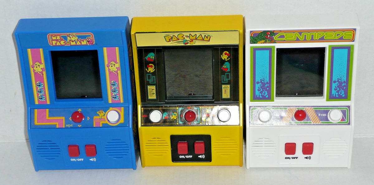 3 Bandai Mini Arcade Pac-Man Ms. Pac-Man & Centipede Handheld Lot