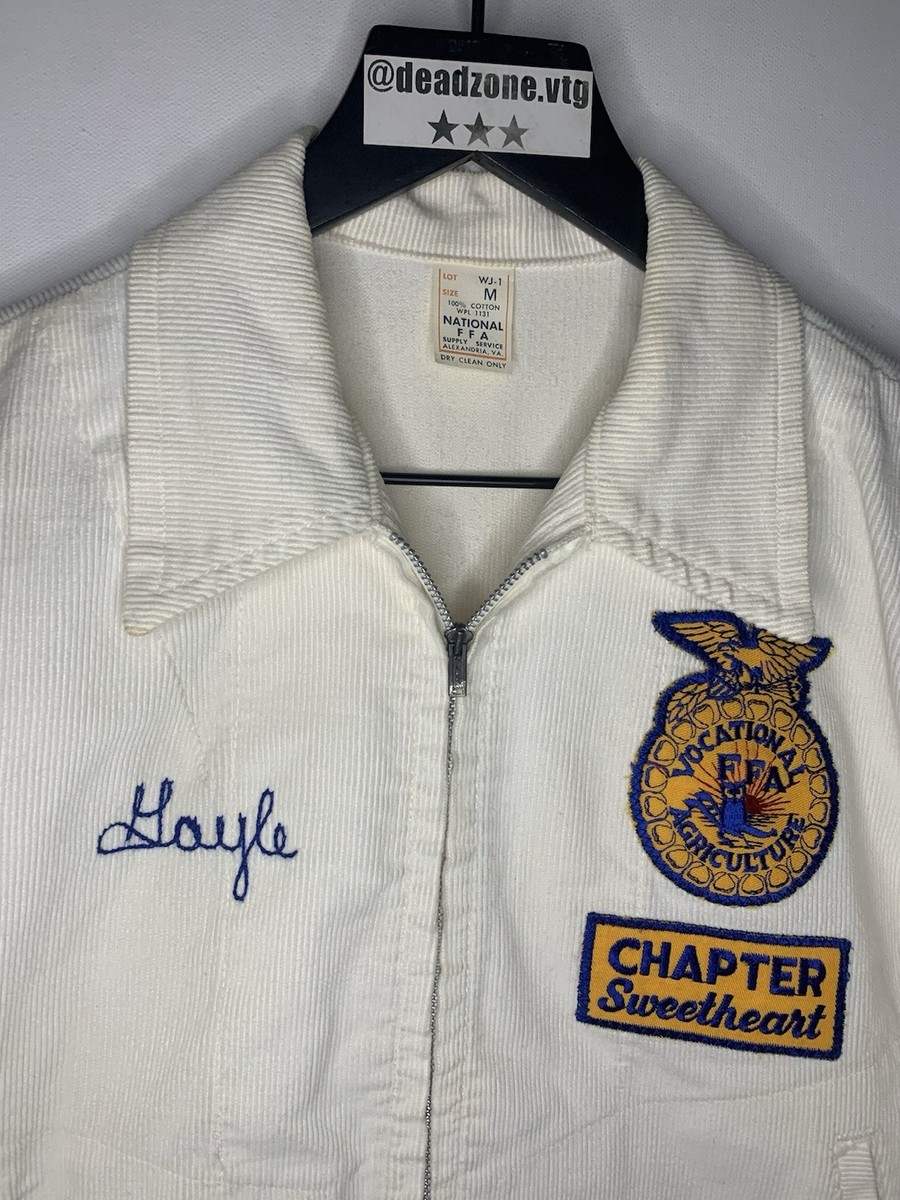 vintage white FFA jacket 60s 70s corduroy chapter sweetheart true