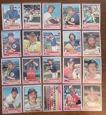 20 Card Lot 1976 Topps Cleveland Indians Bell Fosse Carty Gamble Team Ex+++