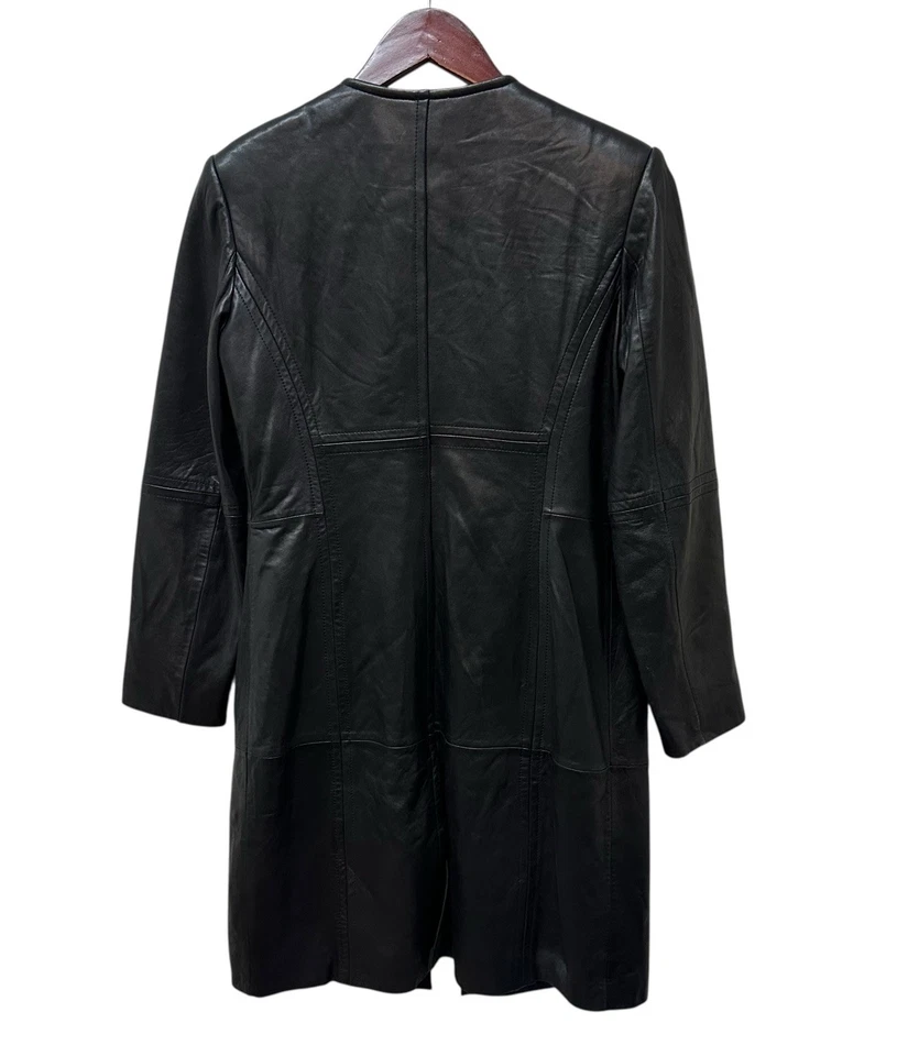 Vintage Classiques Entier Butter Soft Black Leather Long Trench Coat Size S - Image 3 of 4