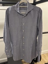 Suitsupply Shirt Mens 16 US 41 EU Blue White Gingham Plaid Egyptian Cotton