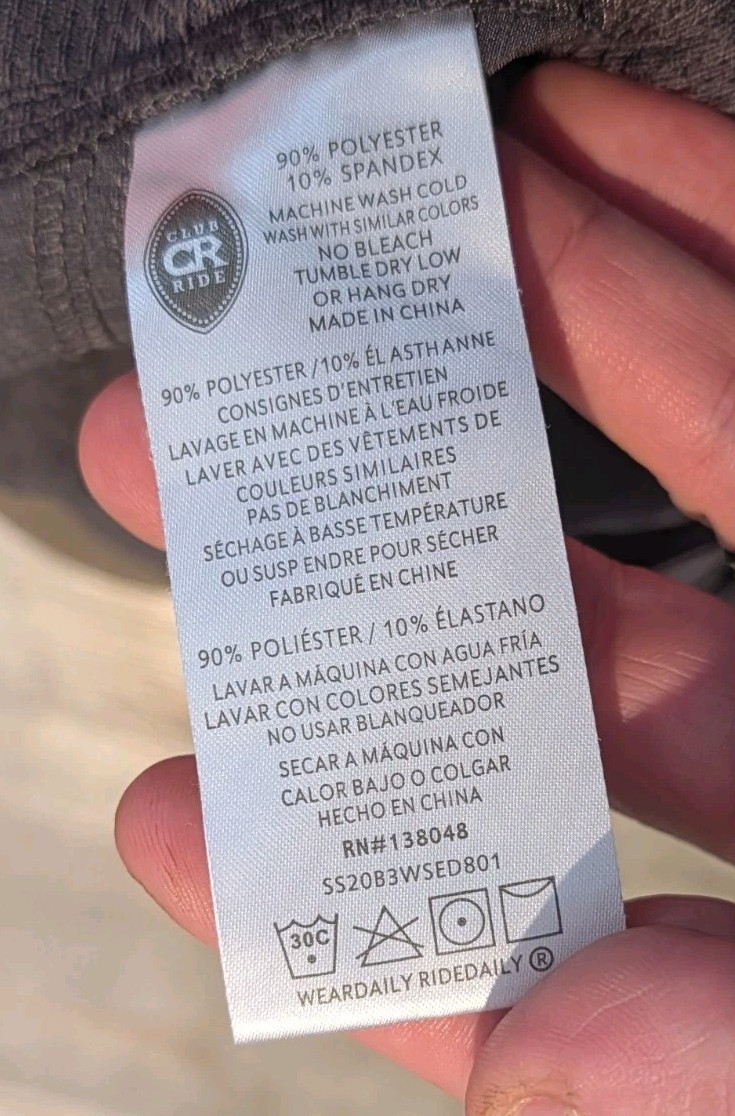 Club Ride Eden Cycling Bike Shorts CR Womens L Gray Adjustable Stretch Pockets