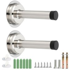 Wall Mounted Door stoppers, Heavy Duty Stainless Steel Door Stop with Rubber ...