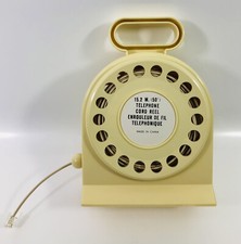Vintage Cream Yellow Telephone Cord Reel 70's 80's  15.2 Meter 50 Ft