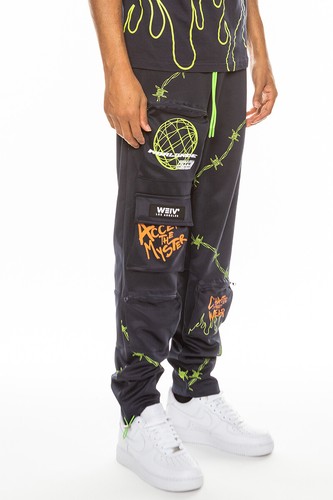 Herren Freizeithose Streetwear schmale Passform Hose Cargo Jogger Hip Hop Grafik Hose - Bild 18 von 32