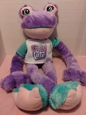 Funky Frogs Stuffed Animal Hanging Purple Plush 23" "I woke up this cute" Shirt