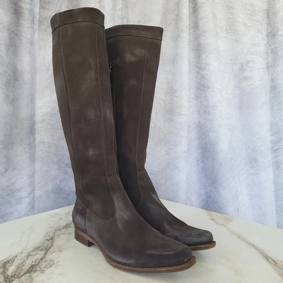 Botas de motociclista de gamuza hasta la rodilla NDC cremallera lateral talla 38 marrón Foto 2 de 4