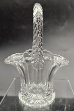 Vintage Duncan and Miller Pressed Clear Glass Bridal Basket Easter Decor