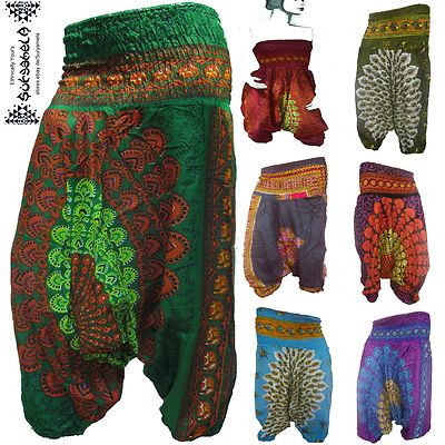 Aladin-Pump-Pluder-Hose Harem pants pantalon goa indien Inde Jumpsuit Pfau yoga 