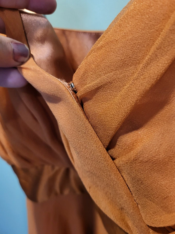 Nuevo Babydoll Spencer Jeremy 100% Seda Sin Mangas Imperio Fluido Top Óxido Talla S Y2K Foto 3 de 4