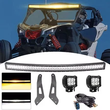 WEISEN Amber/White 52" Light Bar Roof Mount+3" 18W Pods For Can-Am Maverick X3