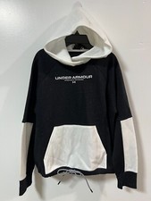 Under Armour Women's Size S Black/White Rival Fleece Pullover Hoodie 65 NWT