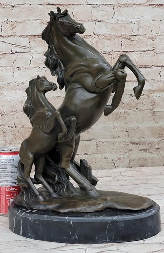 Caballo Poni Adulto y Bebé Doble Crianza Caballos Bronce Estatua Escultura Decoración - Imagen 2 de 10