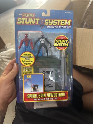 【SPIDER-MAN】スパイダーマン スタントシステム ビンテージのおもちゃ NEW! Spider-man Stunt System Magnetic Action Set Venom & Web Trap