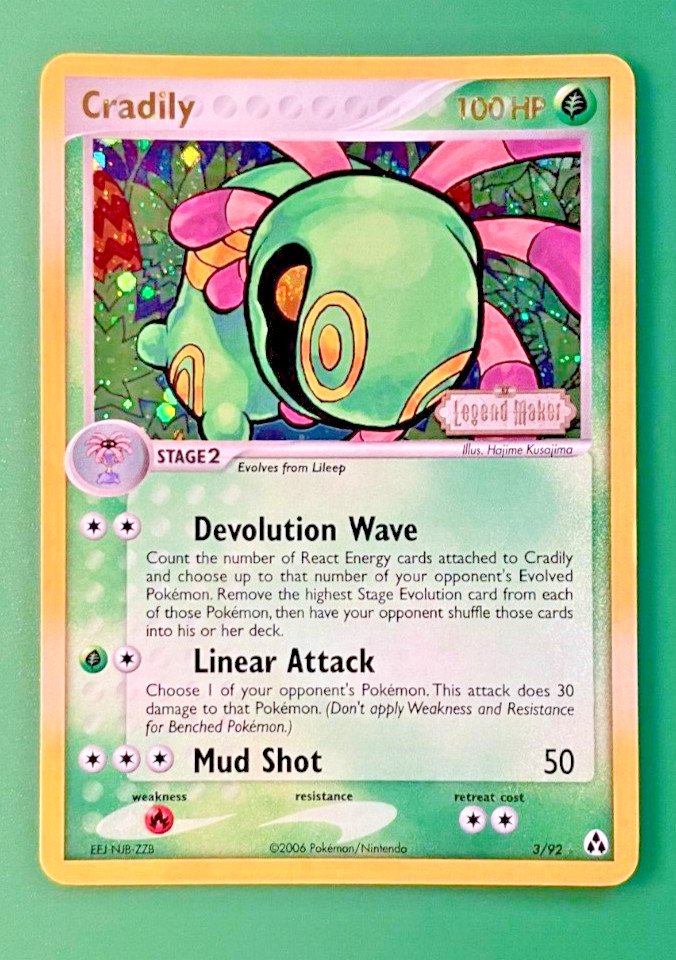 Pokemon Cradily 3/92 Holo Rare   EX  Legend Maker NM