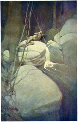 Native American Fishing with Spear by N.C. Wyeth 1908 Western Illustration Print