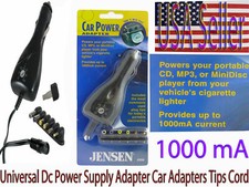 Jensen Car Auto Vehicle DC Power Adapter NEW Multi Voltage / Tip 1000mA Current