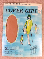 Vtg COVER GIRL Seamless 100 Nylon Stockings Hosiery HONEY BEIGE Sz 10 / 33"