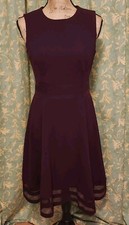 Calvin Klein Women's 6 Eggplant Colored Sleeveless Pleated A-Line Dress