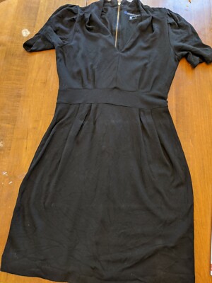 French Connection Black Dress Ponte Knit Dress Zipper Size 10 | eBay