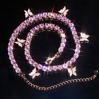 18k Rose Gold Plated Tennis Necklace made w/ Swarovski Crystal