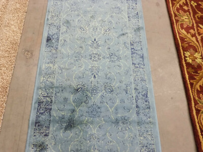 TURQUOISE / MULTI 2' X 7' Stained Runner, Less Price 1172559728