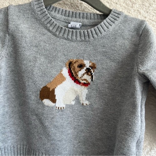 Janie And Jack Infant Baby Dog Bulldog Gray Sweater Size 6-12 Months - Picture 5 of 9