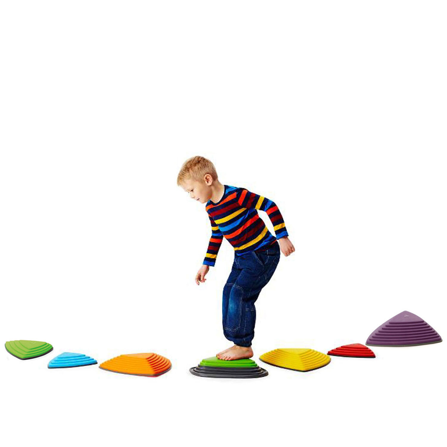 Gonge 6 Flusssteine & 1 Bouncing River Stone Kinder Therapie Balance Motorik Set