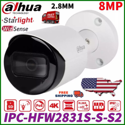 Dahua IPC-HFW2831S-S-S2 8MP WDR IVS PoE Starlight IP Bullet Camera IR 2.8mm US