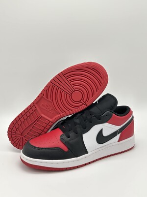 Nike Air Jordan Low GS Bred Toe Black Red Size 553560