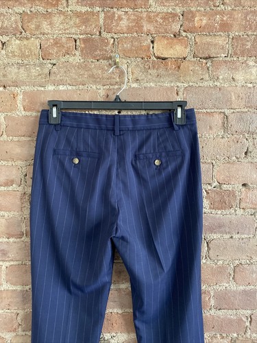 Polo Ralph Lauren Women’s Slim Dress Pants, Sz 4 Blue White Pinstripe Wool - Picture 6 of 9