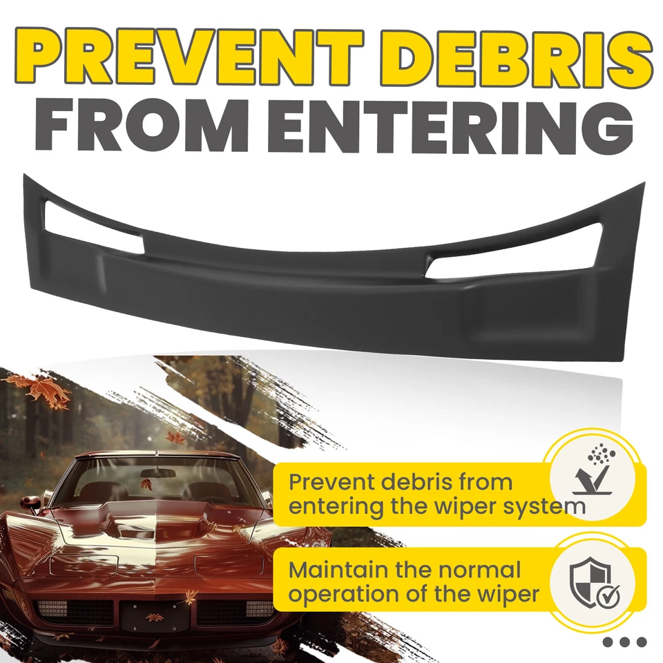 Windshield Wiper Compartment Cover Black ABS For Chevrolet Corvette C3 1973-1982 - Image 4 of 4