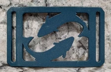 GRIP6 BELT BUCKLE - NATURALIST SALMON FISH / PAINTED BLUE - 1.5 INCH WIDE