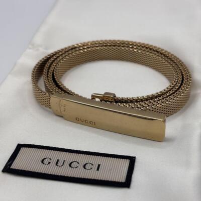 Gucci Metallic Gold Mesh Belt Gucci Fall 1996 Tom Ford Gold Mesh Skinny Snake Chain Belt  main image 3