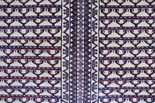 4'1x5'5 ft Vintage Afghan Handmade Beige Parda design Rug- Soft Pile Antique Rug - Picture 11 of 15