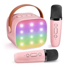 Mini Karaoke Machine Microphone, Portable Bluetooth Karaoke Speaker with 2 Wi...