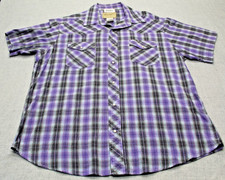 Wrangler Western Fashion Pearl Snap Short Sleeve Plaid Shirt Men's XL
