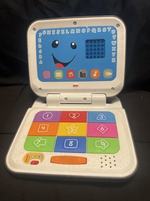 FISHER PRICE Kids Blue White Laugh Learn Smart Stages Laptop Play Computer Toy