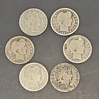 Barber Quarter Silver Lot of 6 - 90% Silver (Below Melt Value!)