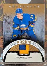 2020-21 UD Artifacts Dylan Cozens Year One Rookie Sweaters PREMIUM PATCH #10/25