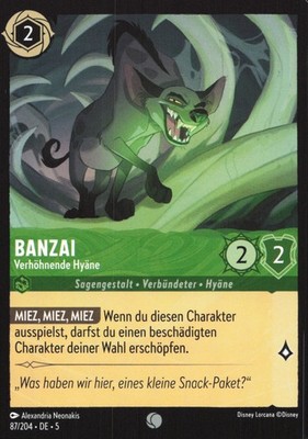 Lorcana Banzai - Verhöhnende Hyäne 5SSK-87 Common Deutsch NM Foil