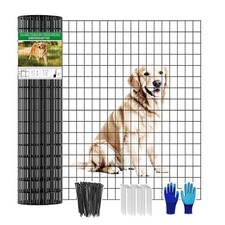Welded Wire Fence 48inch x 50ft, Black PVC Coated Garden Fencing, 2 inch x 3inch