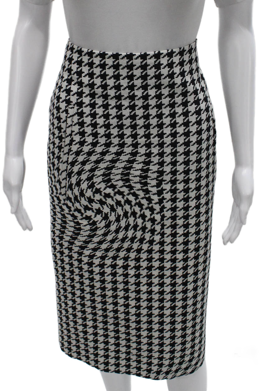 Off White Womens Straight Pencil Virgin Wool Check Knee Skirt Zip Size 40Free Shipping in US $100+ Orders | $6.95 Orders Below