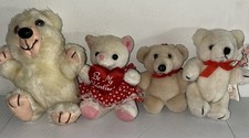 Small Vintage Plush Teddy Bear Lot Of 4