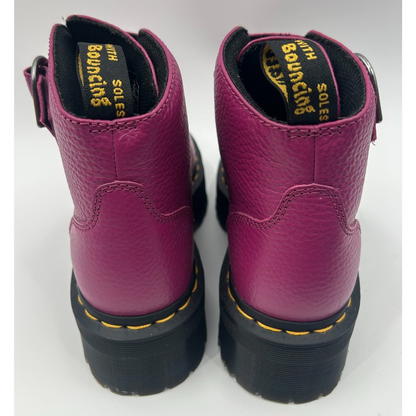 Dr. Martens Pink Devon Heart Leather Platform Boots Milled Nappa Size 7 image 8