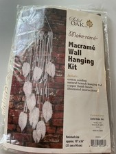 NEW Solid Oak Make-rame Macrame Wall Hanging Kit Feathers Sealed