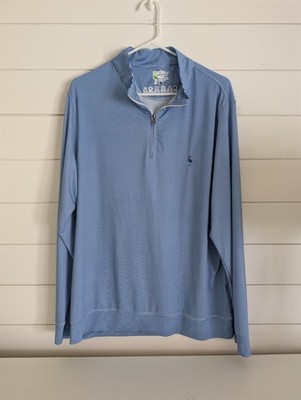 TailorByrd Men's Golf  Pullover 1/4 Zip Striped Long Sleeve XXL Blue/White 